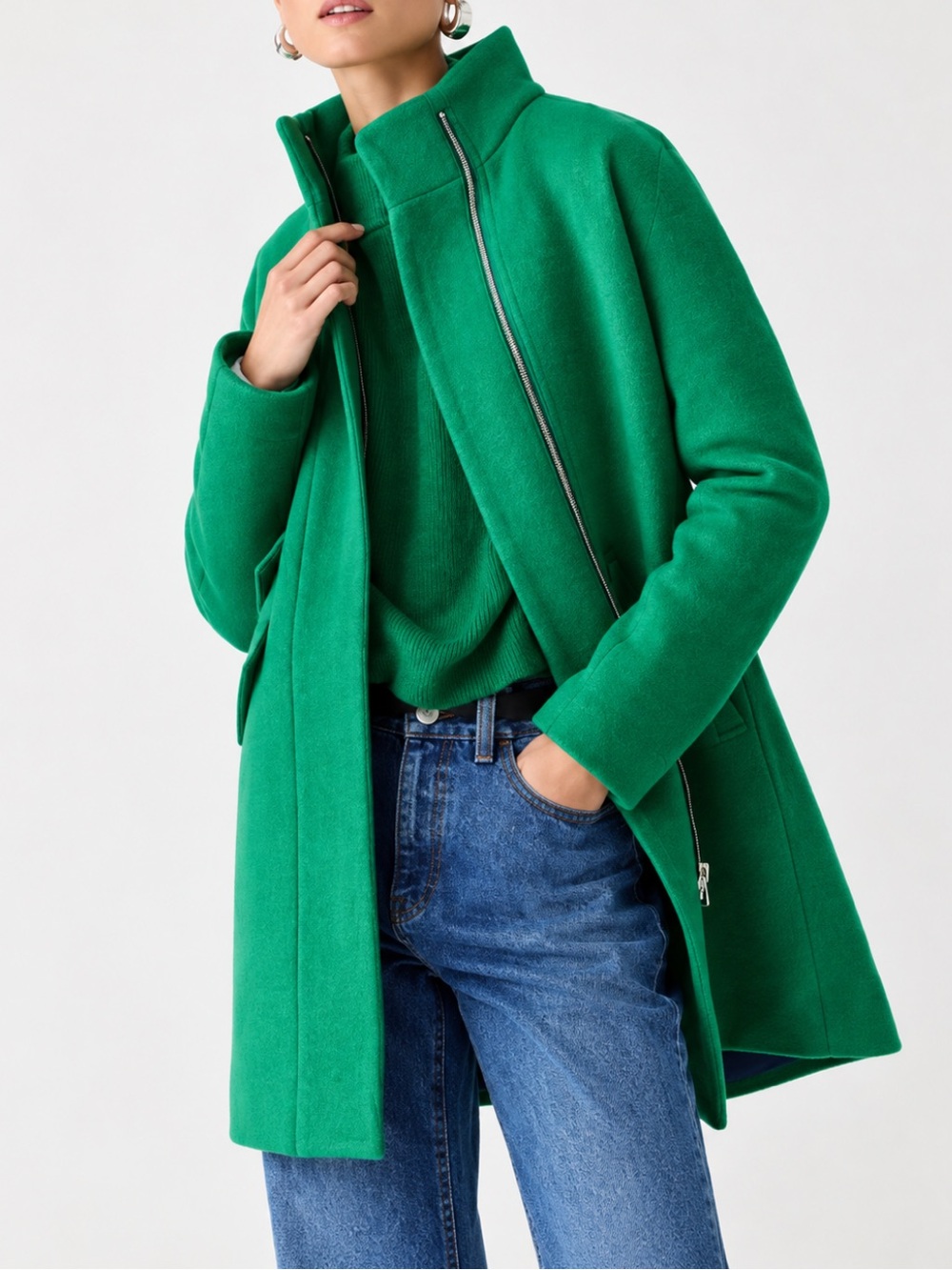 J. Crew Stadium Cloth City Green Cocoon Wool Coat